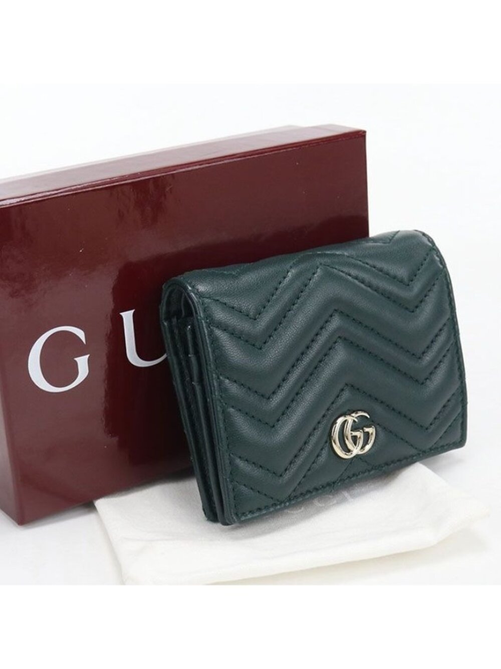 Gucci Card Case Wallet Double G Bifold Leather